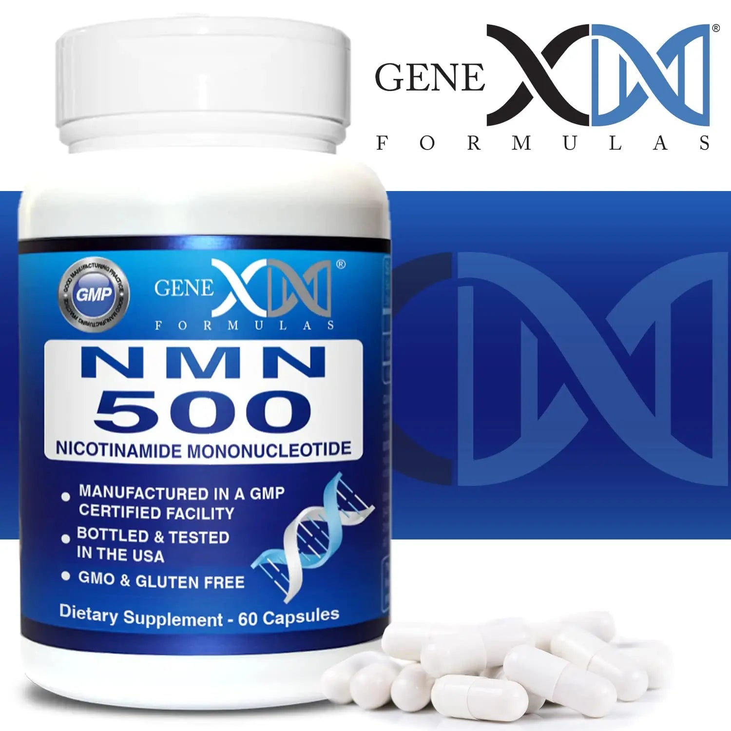 Genex Formulas NMN 500mg - 99% Pure Shelf Stabilized Supplement Capsules for Increased NAD Levels & Healthy Aging, GMP Certified, 500mg per Serving, 60 Capsules Genex FormulasBuy Supplements Australia