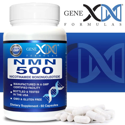 Genex Formulas NMN 500mg - 99% Pure Shelf Stabilized Supplement Capsules for Increased NAD Levels & Healthy Aging, GMP Certified, 500mg per Serving, 60 Capsules Genex FormulasBuy Supplements Australia