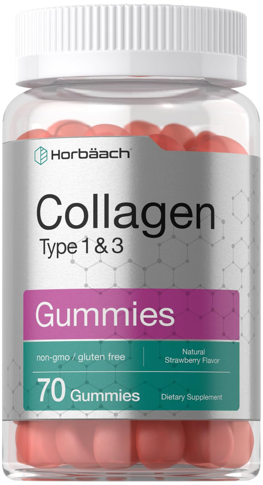 Horbäach Collagen Gummies | 70 Count | Strawberry Flavored Gummy | for Women and Men | Collagen Peptides Type 1 and 3 | Non-GMO, Gluten Free Supplement Horbäach buy supplements Au