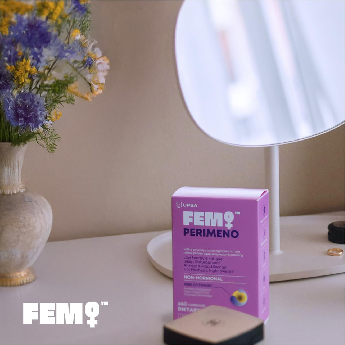 Upsa FEM Perimeno Perimenopause Supplements for Women - Non-Hormonal Pre-Menopause Support for Hot Flashes, Night Sweats, Mood, Sleep & Low Energy - 30 Capsules UpsaBuy Supplements Australia