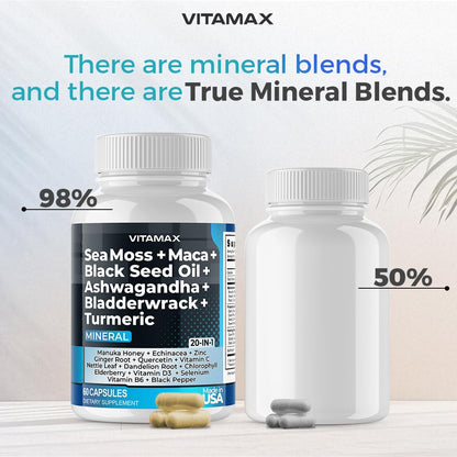 Sea Moss 3000mg Maca 1000mg Black Seed Oil 2000mg Ashwagandha 1000mg Bladderw VitamaxBuy Supplements Australia