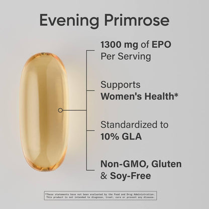 Sports Research Evening Primrose Supplement from Cold Pressed Oil - Softgels for Women’s Health & Skin Health - Gluten Free & Non-GMO GLA - High Potency 1300mg, 120 Count Sports ResearchBuy Supplements Australia