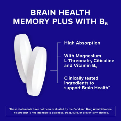 Qunol Brain Health Memory Plus with B6, Magnesium L-Threonate & Citicoline, Clinically Tested Ingredients to Improve Memory, Focus, Attention and Productivity, 90 Count QunolBuy Supplements Australia