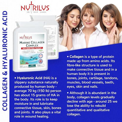 Marine Collagen Complex 60 Capsules 500mg with PureSea Seaweed Providing Iodine NutrilusBuy Supplements Australia