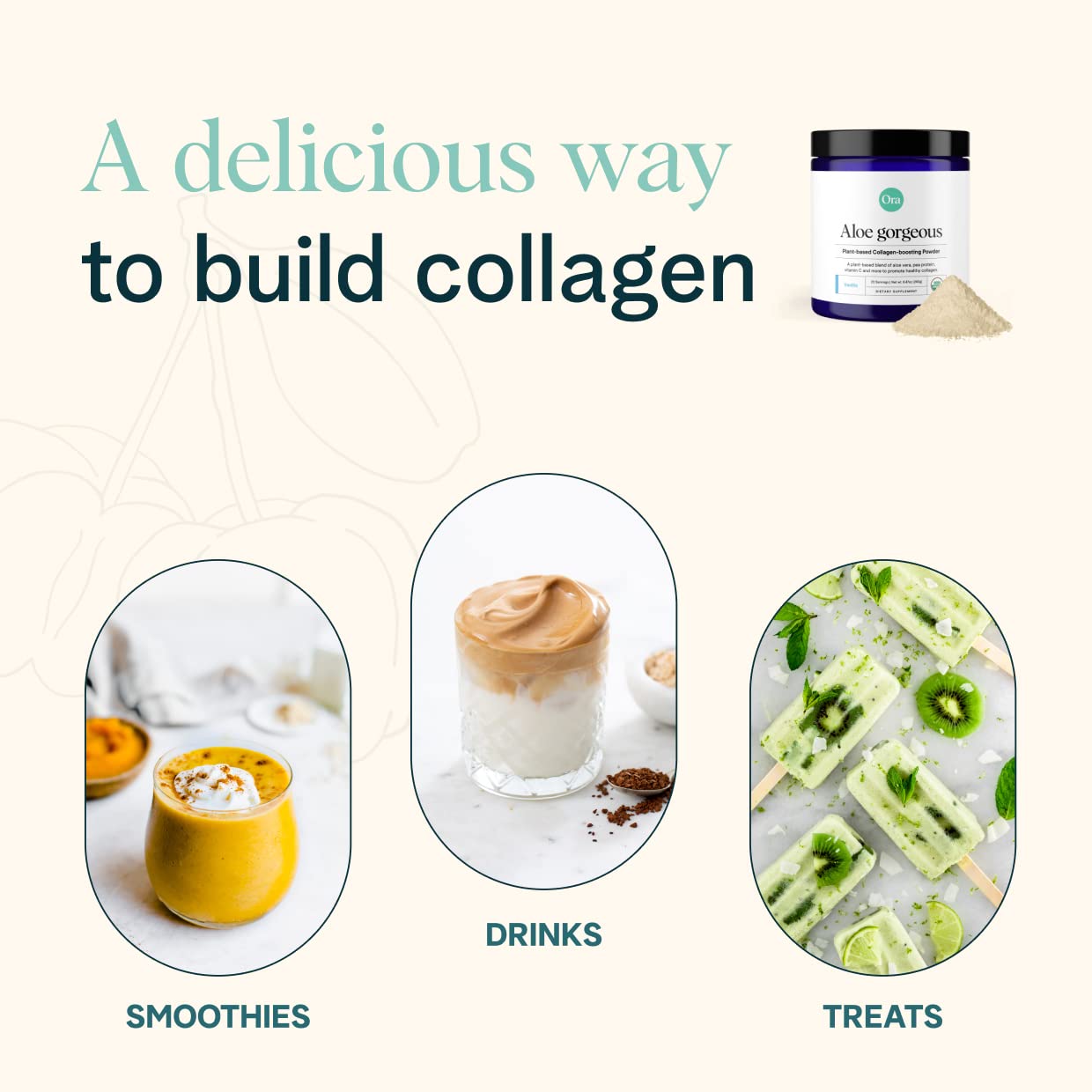Ora Organic Vegan Collagen-Boosting Powder for Women and Men - Hair, Skin, & Nails Support - Bamboo Silica, Plant-Based Protein, Organic Vitamin C, Aloe Vera - Vanilla Flavor, 20 Servings Ora OrganicBuy Supplements Australia