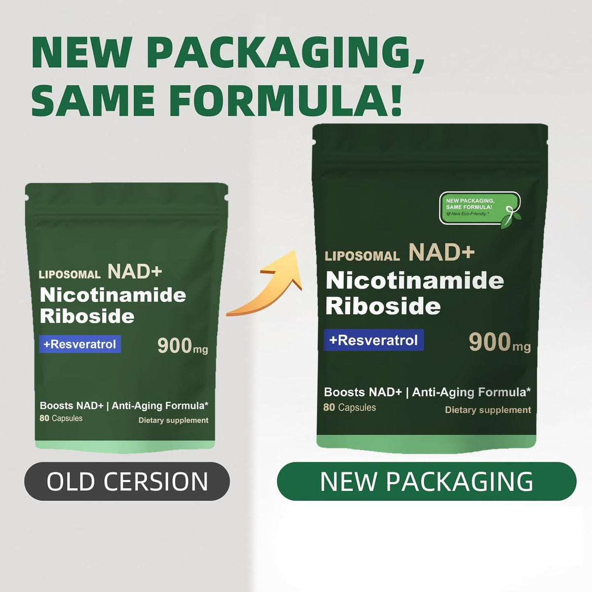 Quackiki NAD Resveratrol Supplement with NAD Nicotinamide Riboside Resveratrol 900 MG, Boost NAD+ for Cellular Health, Anti-Aging, Energy, Focus - 80 Capsules(2Pcs) QuackikiBuy Supplements Australia