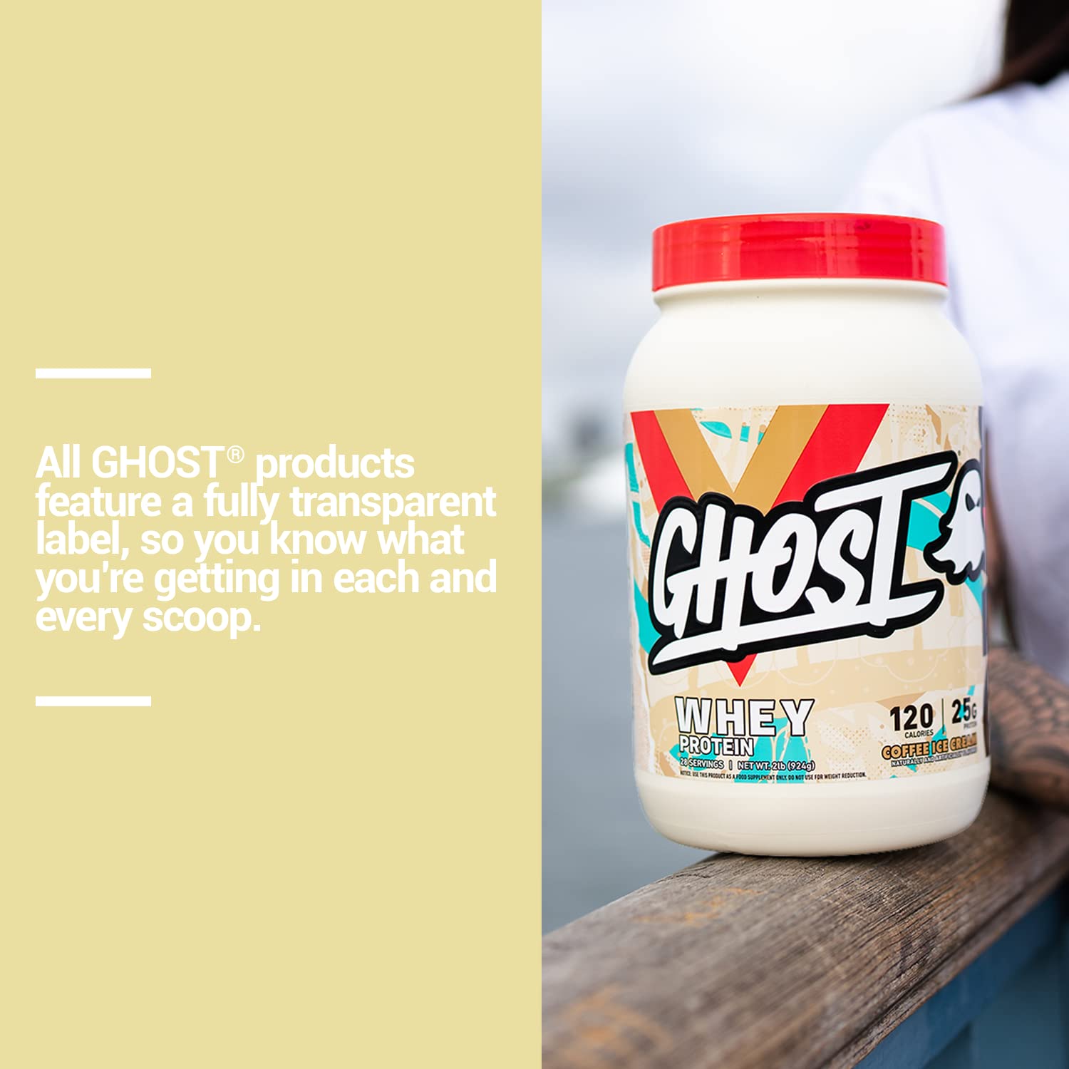 GHOST Whey Protein Powder, Coffee Ice Cream - 2LB Tub, 25G of Protein - Flavored Isolate GHOSTBuy Supplements Australia