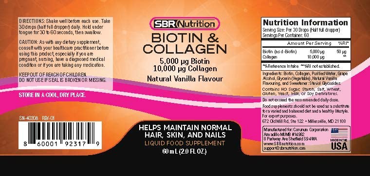 SBR Nutrition Biotin and Collagen Liquid Drops Daily Food Supplement, Vitamins SBR NutritionBuy Supplements Australia