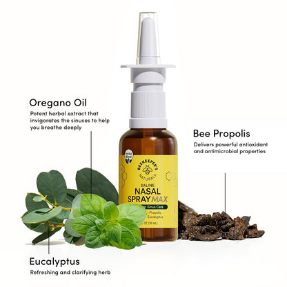Beekeeper's Naturals Propolis Nasal Rinse Spray Max, Relief for Adults w/Eucalyptus, Oregano & Saline, Clears Nasal Congestion, Moisturizes Sinus Canal, & Decongest Sinus Cavities, 1 fl oz Beekeeper's Naturals buy supplements Au