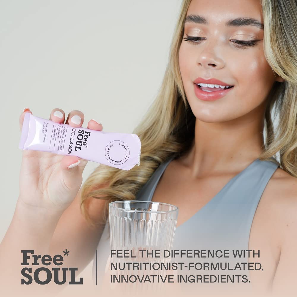 Marine Collagen Liquid 8000mg with Hyaluronic Acid, Keratin, & Vitamin C, 14 x 8000mg Hydrolysed Collagen Free SoulBuy Supplements Australia