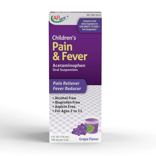 APSAFE Children's Pain&Fever Relief Acetaminophen Oral Suspension Grape Flavor 4oz APSAFEBuy Supplements Australia