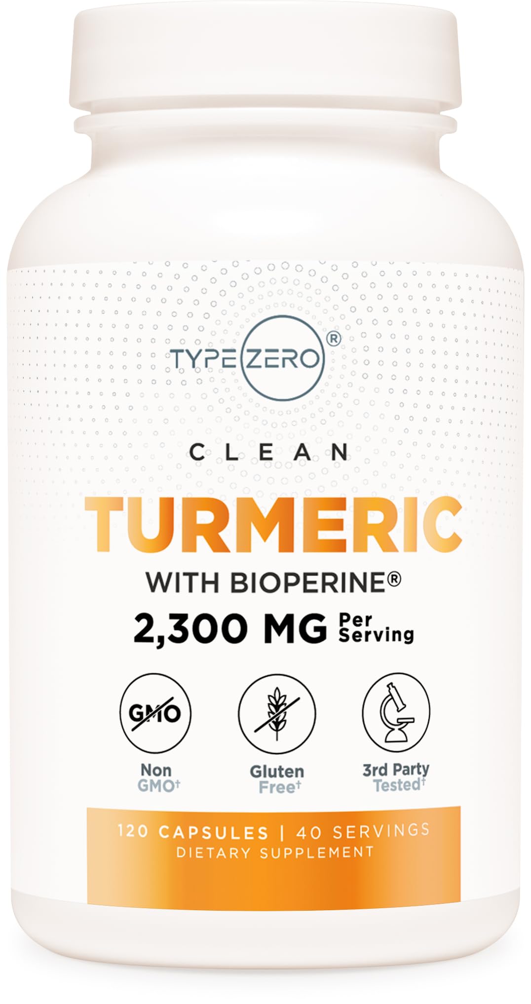 Type Zero Turmeric with Bioperine (120 Capsules) (2300mg per Serving) - GMO Free, Gluten Free, 3rd Party Tested Type ZeroBuy Supplements Australia