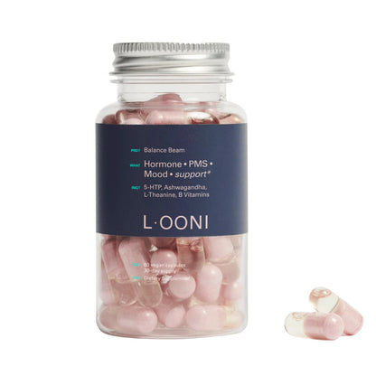 LOONI PMS Relief Balance Beam Supplement for Women – Hormone Balance for Menopause, B12, Omega-6, Zinc & Nootropics – Supports Mood Swings, Cramps, Cravings – 60 Vegan Capsules L·OONIBuy Supplements Australia