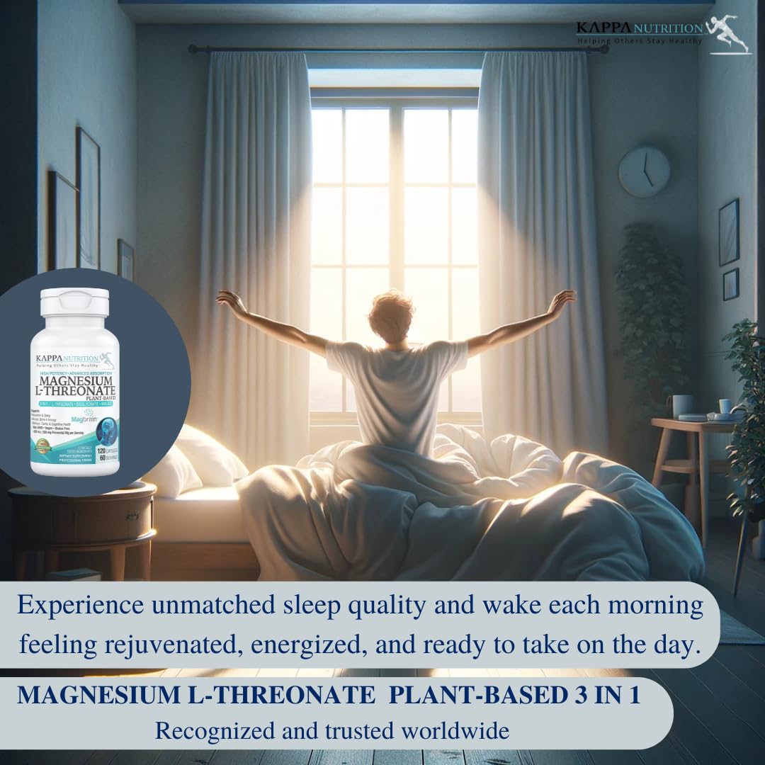 Kappa Nutrition Powered by Magbrain™ Magnesium L-Threonate Plant-Based, 420mg Elemental Magnesium (3 Capsules) from 2,253mg, 120 Vegan Capsules, Brain, Sleep & Muscle Support. KAPPA NUTRITIONBuy Supplements Australia