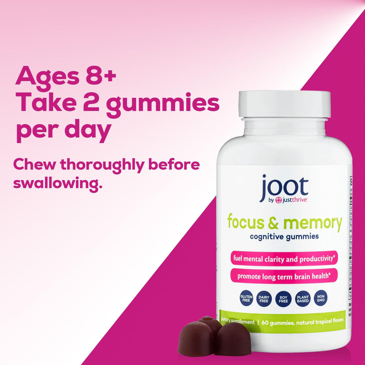Just Thrive Focus & Memory Gummies – Nootropic Brain Supplement for Clarity, Concentration, Memory Support, & Energy – Citicoline, Lion’s Mane, Vitamin B12 & D3 Just Thrive buy supplements Au
