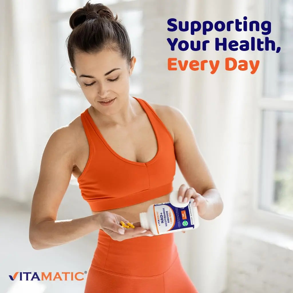 Vitamatic NAD Nicotinamide Riboside Supplement 1300mg 60 Ct - Support Healthy Aging, Cellular Energy Production, Made with Riboside, Quercetin, Resveratrol, Green Tea, & Acai Powder VitamaticBuy Supplements Australia