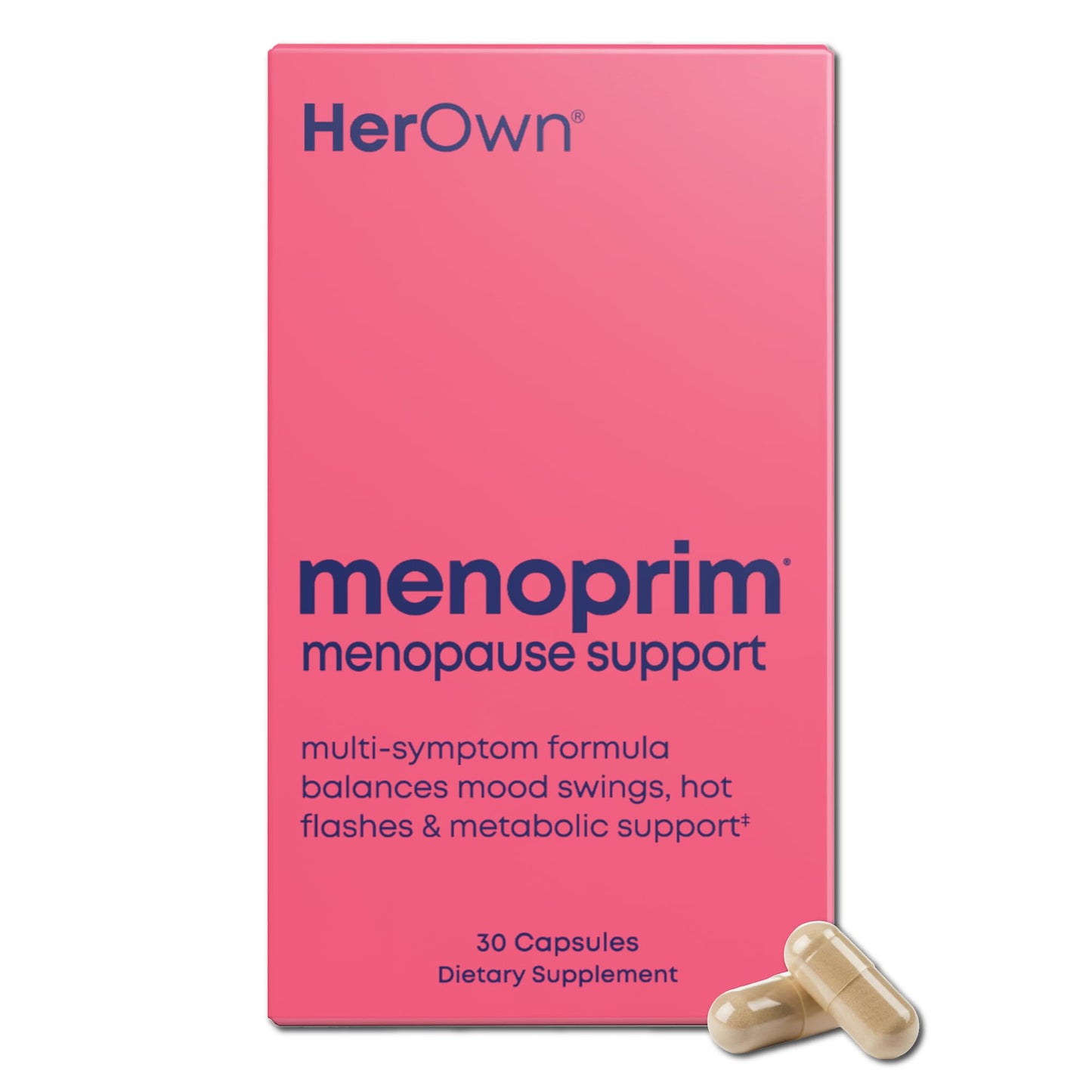 Her Own Menoprim, Menopause Support, Female Hormonal Balance Capsules for Night Sweats, Hot Flashes & Mood Swing Support, Bergamot Orange & Black Cohosh Root, 60 Capsules her ownBuy Supplements Australia