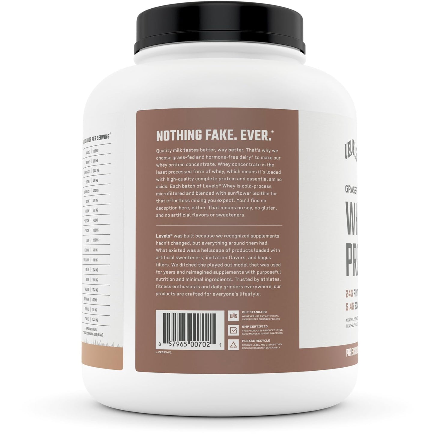 Levels Grass Fed 100% Whey Protein, No Hormones, Pure Chocolate, 5LB Levels NutritionBuy Supplements Australia