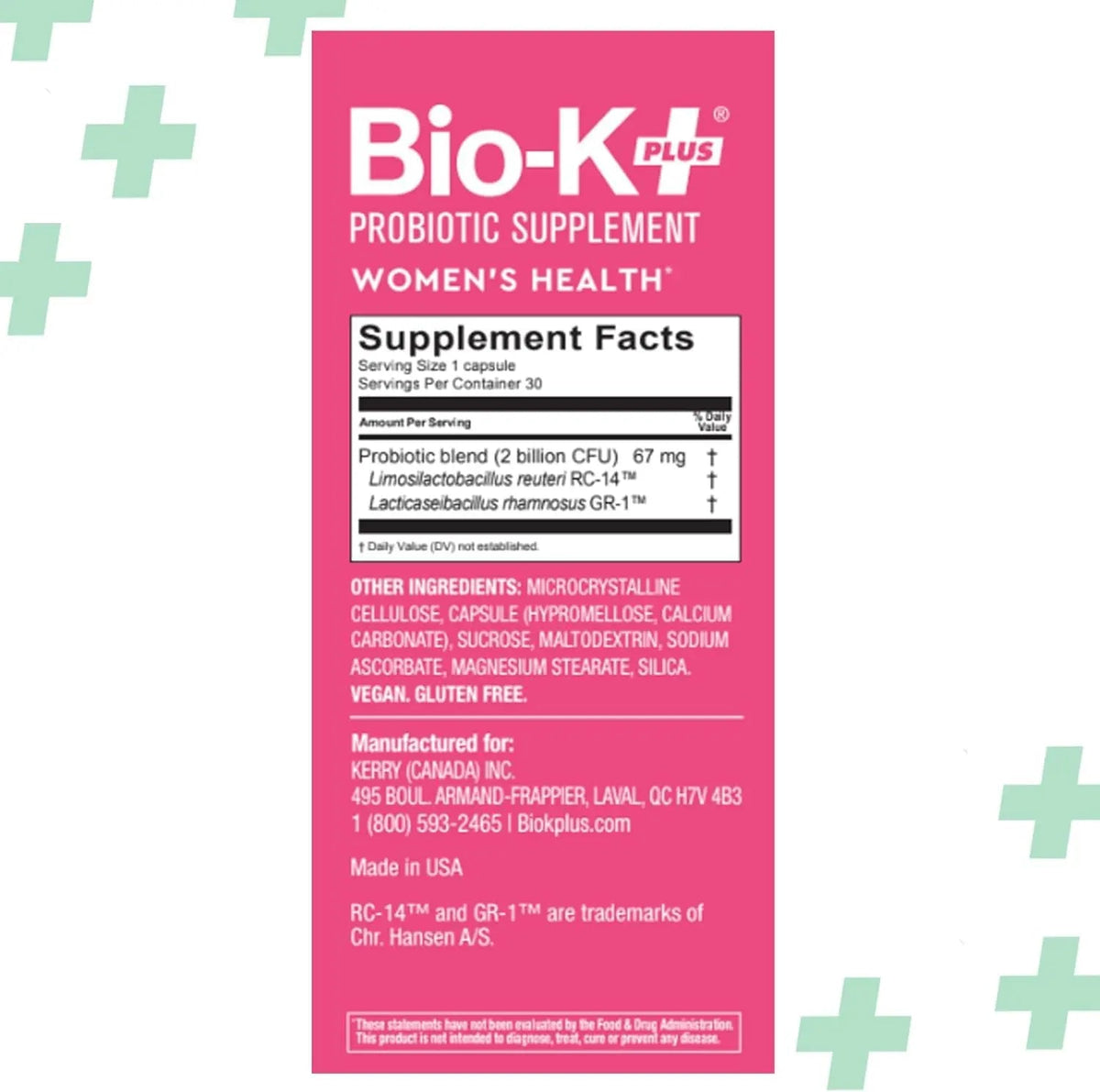Bio-K+ Probiotic for Women support for Vaginal & Urinary Tract Health, Probiotic Supplement with 2 Billion CFU 2 Strains, Vegan, Shelf-Stable – 30 Capsules Bio-K PlusBuy Supplements Australia