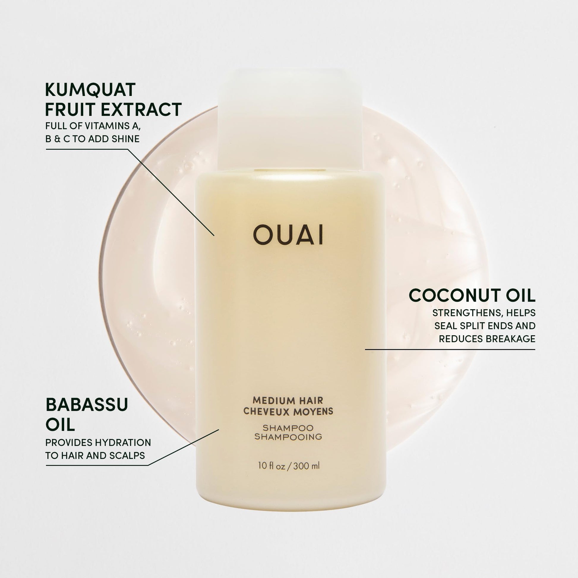 OUAI Medium Shampoo Travel Size - Hydrating Shampoo with Coconut Oil, Babassu, Kumquat Extract & Keratin - Strengthens, Nourishes & Adds Shine - Paraben & Sulfate Free Hair Care Products (3 Oz) OUAIBuy Supplements Australia