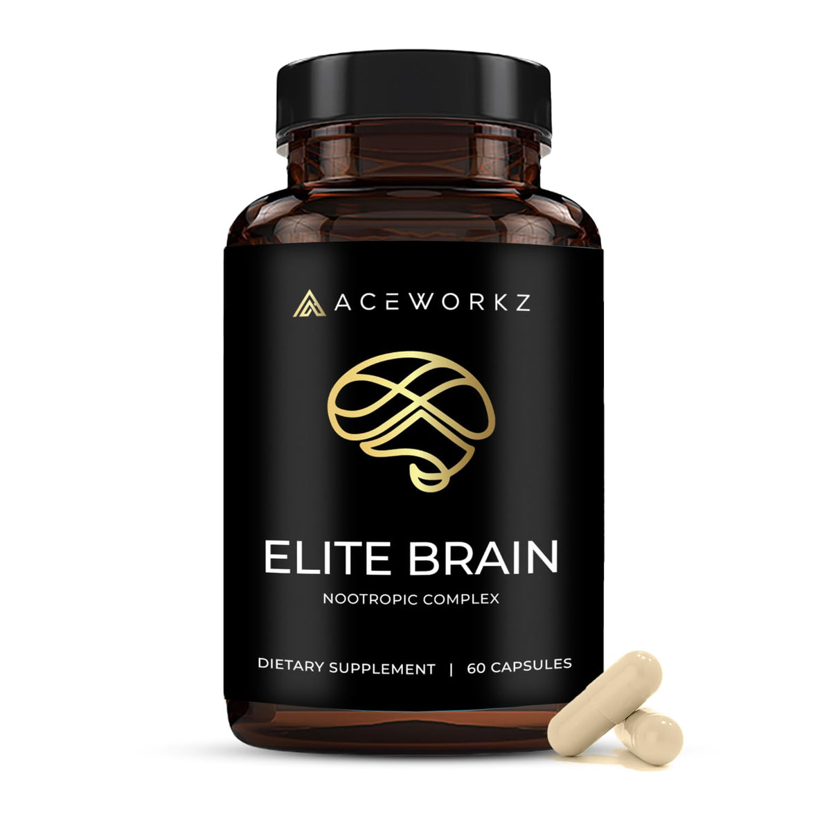 Elite Brain - Nootropic Supplement for Focus, Memory & Mental Clarity – Caffeine-Free Natural Energy with Lion’s Mane, L-Theanine & Vitamin B Complex (60 Capsules) ACEWORKZBuy Supplements Australia