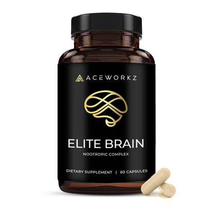 Elite Brain - Nootropic Supplement for Focus, Memory & Mental Clarity – Caffeine-Free Natural Energy with Lion’s Mane, L-Theanine & Vitamin B Complex (60 Capsules) ACEWORKZBuy Supplements Australia