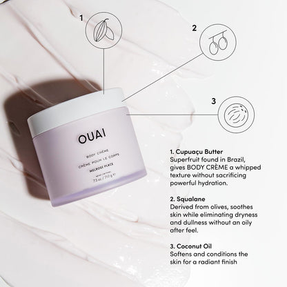 OUAI Body Cream, Melrose Place - Hydrating Whipped Body Cream with Cupuaçu Butter, Coconut Oil and Squalane - Softens Skin and Delivers Healthy-Looking Glow - Sulfate Free Skin Care (7.5 Oz) OUAIBuy Supplements Australia