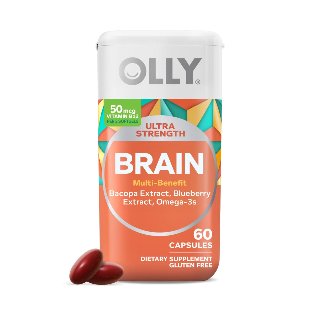 OLLY Ultra Strength Brain Softgels, Nootropic, Supports Healthy Brain Function, Memory, Focus and Concentration, Omega-3s, Vitamins B6 and B12, 30 Day Supply - 60 Count OLLYBuy Supplements Australia