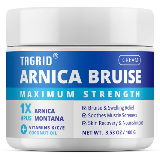 TAGRID Arnica Bruise Cream: Extra Strength Formula Suitable for Seniors, Sensitive Thin Skin - with Vitamin K for Fast Relief of Bruising, Swelling, Joint & Muscle Soreness (3.4OZ) TAGRID buy supplements Au