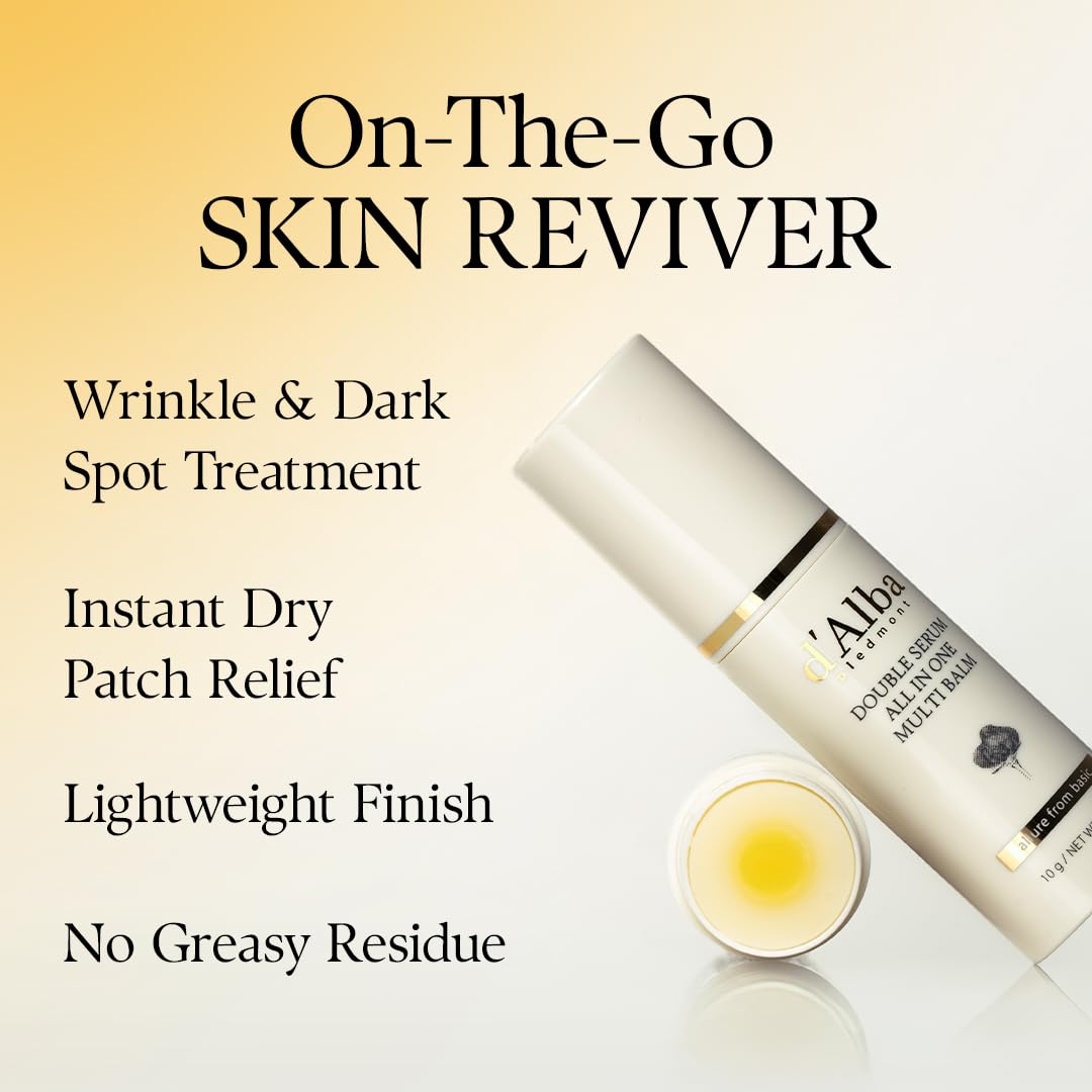 d'alba Piedmont White Truffle Double Serum All-in-one Multi Balm, Stick Balm, Vegan Skincare with Vitamin C and Vegan Collagen