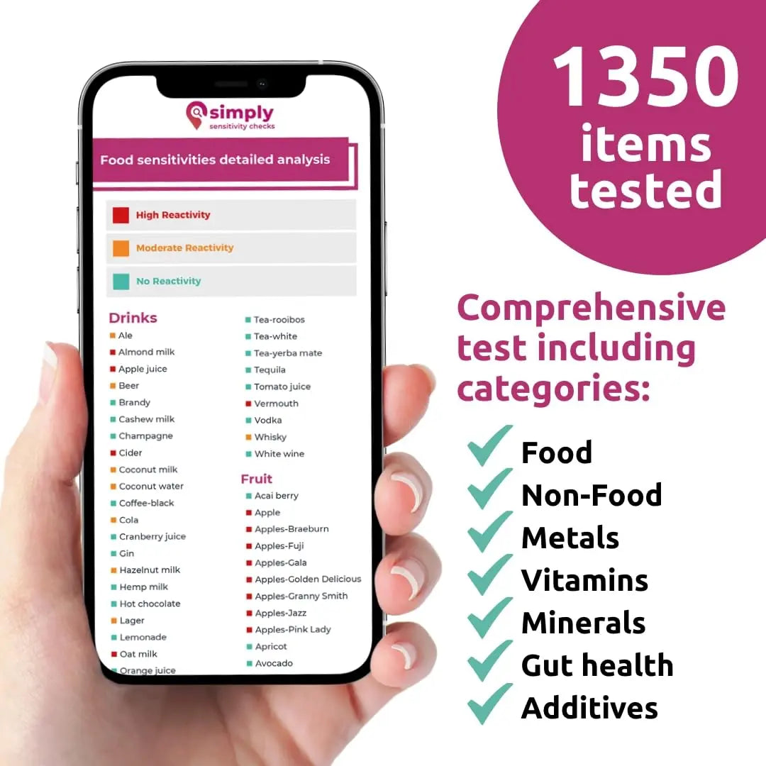 Simply Sensitivity Checks 1350+ Items Food Sensitivity Test Kit for Adults – Foods & Non-Foods, Including Lactose, Gluten, Vitamins, Minerals, Gut Health & More – at-Home Food Intolerance Test Kit Simply Sensitivity ChecksBuy Supplements Australia