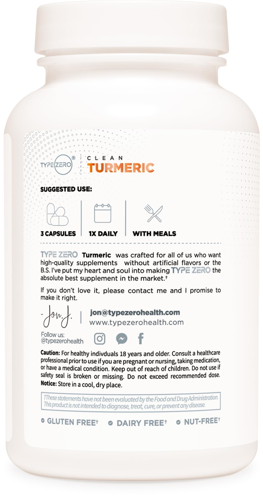 Type Zero Turmeric with Bioperine (120 Capsules) (2300mg per Serving) - GMO Free, Gluten Free, 3rd Party Tested Type ZeroBuy Supplements Australia