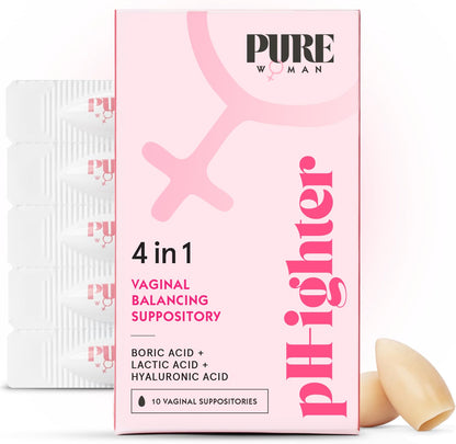 PURE WOMAN - pH-ighter Vaginal Boric Acid Suppositories for Women - Hyaluronic Acid - 4 in 1 Vaginal Suppositories for Discomfort, Dryness, Odor & pH Balance- Full Vaginal Health Care - 10ct PURE WOMANBuy Supplements Australia