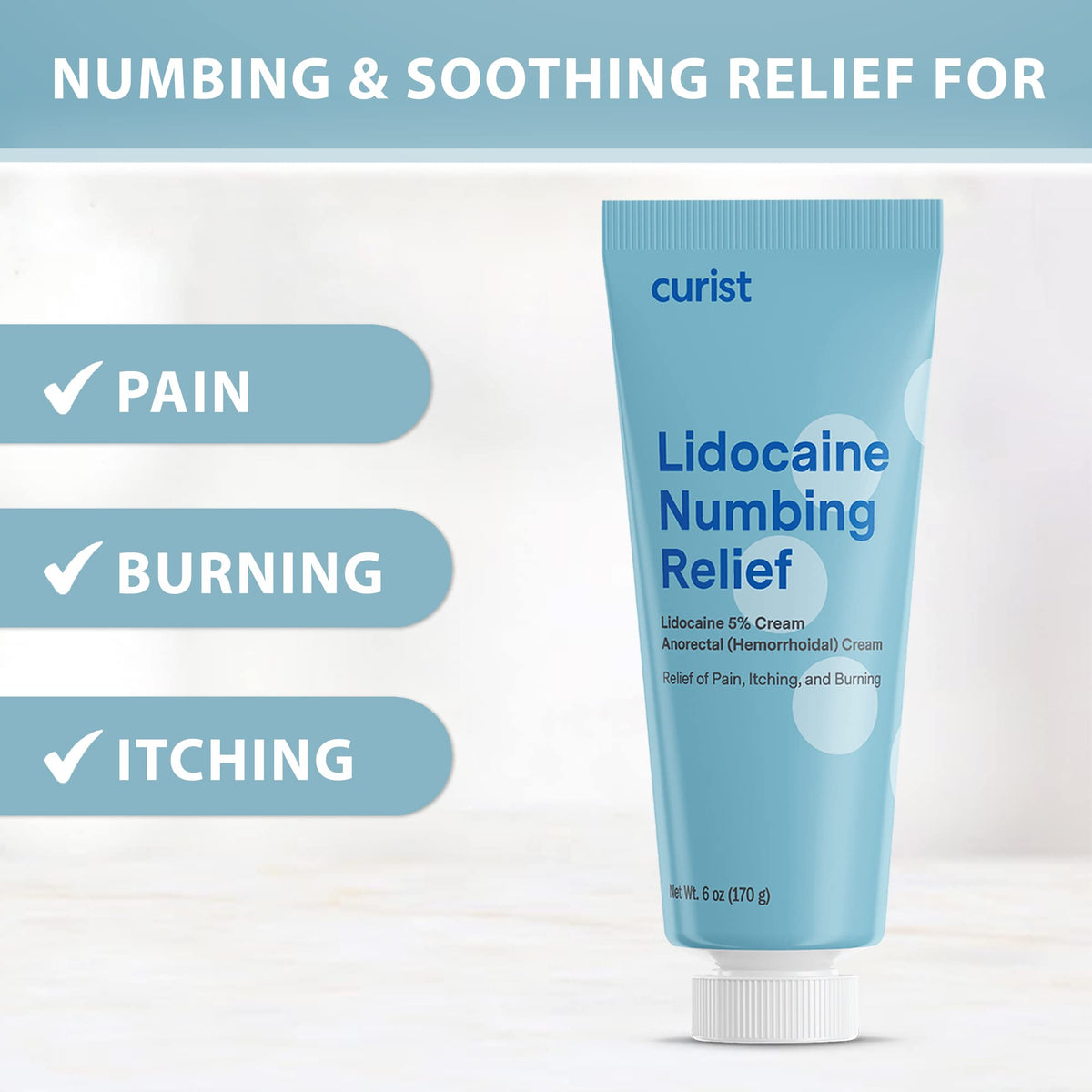 Curist 5% Lidocaine Numbing Cream - 6 oz (170 g) XL Tube - Soothing Numbing Cream for Temporary Discomfort, Itching, and Burning from Hemorrhoids Lidocaine 5% (1 Pack - 6 oz Tube) Curist buy supplements Au