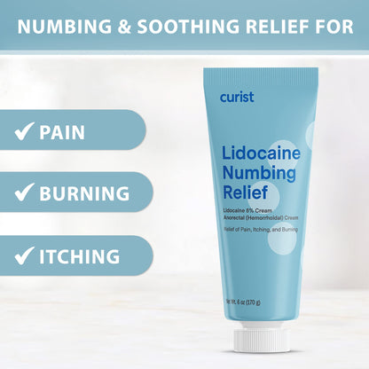 Curist 5% Lidocaine Numbing Cream - 6 oz (170 g) XL Tube - Soothing Numbing Cream for Temporary Discomfort, Itching, and Burning from Hemorrhoids Lidocaine 5% (1 Pack - 6 oz Tube) Curist buy supplements Au