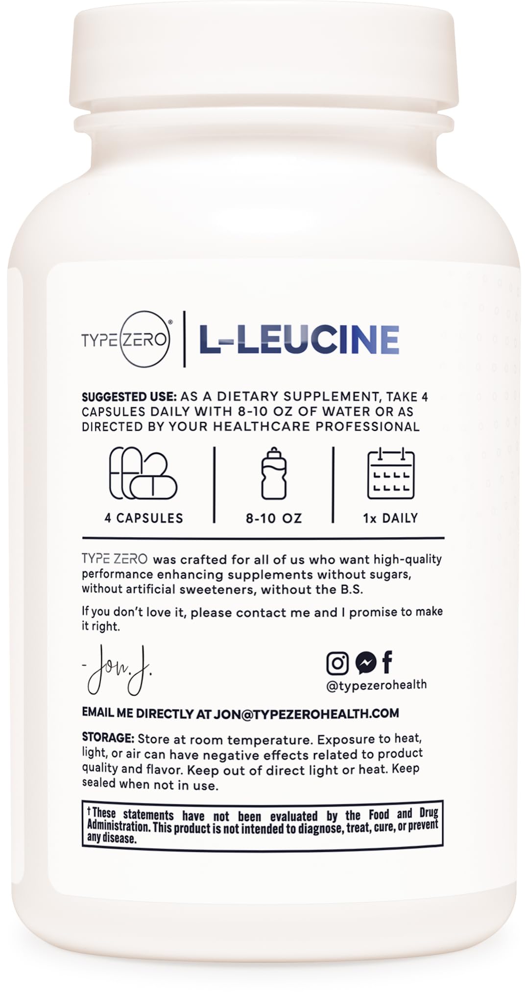 Type Zero L-Leucine Capsules (2000mg per Serving) 120 Capsules - 30 Servings Type ZeroBuy Supplements Australia