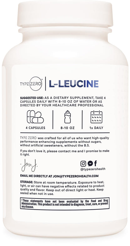 Type Zero L-Leucine Capsules (2000mg per Serving) 120 Capsules - 30 Servings Type ZeroBuy Supplements Australia