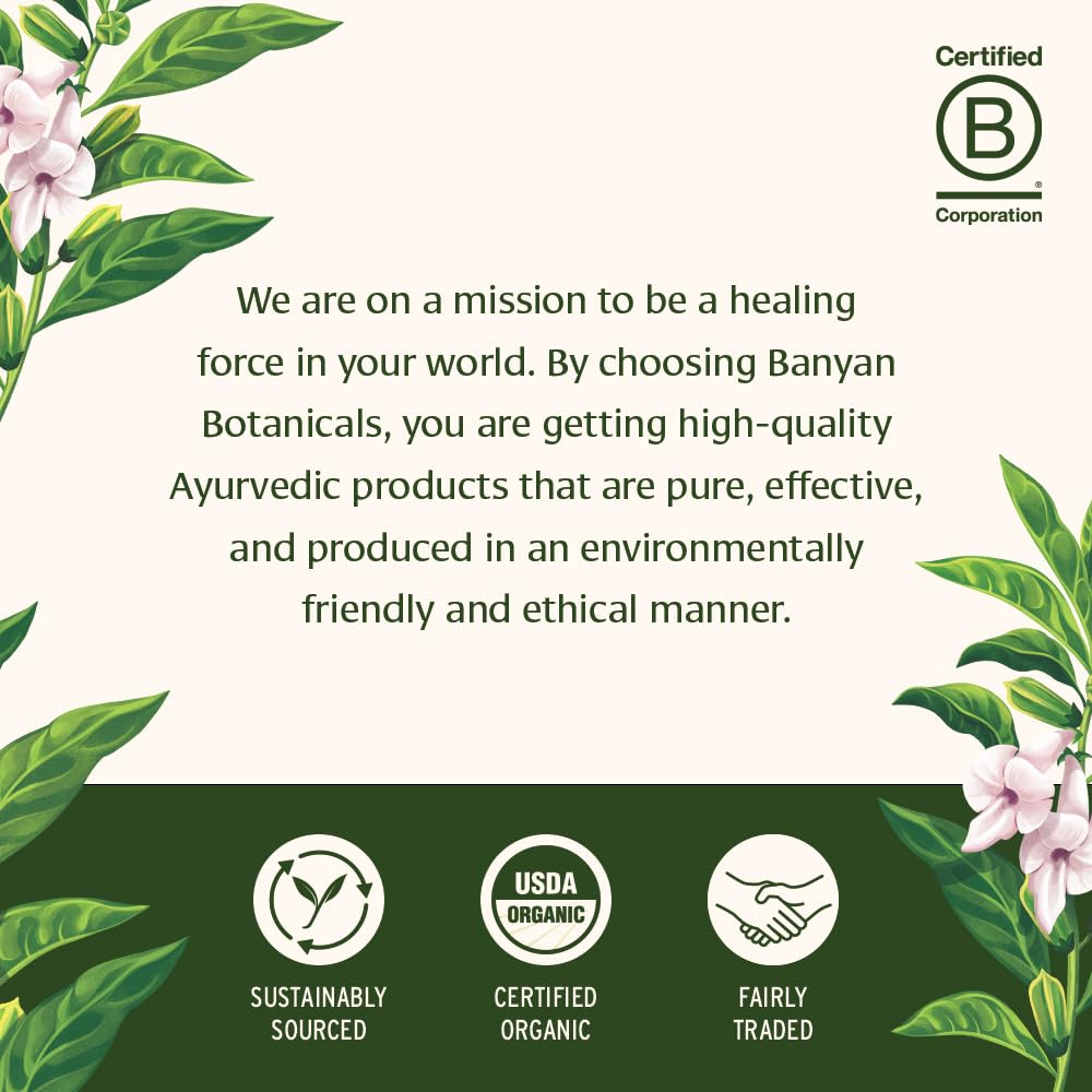 Banyan Botanicals Organic Ashwagandha - 1000mg per Serving - Cortisol Manager & Stress Relief Supplement - Adrenal Support for Mood, Restful Sleep & Muscle Recovery - 180 Tablets - Non-GMO, Vegan* Banyan BotanicalsBuy Supplements Australia