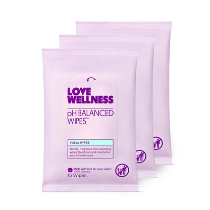 Love Wellness pH Balancing Wipes for Women | Fragrance-Free | Vulva Cleanser for Balanced pH, Intimate Health & Hygiene | Non-Irritating with Aloe Vera for Sensitive Skin | Travel Size | 3-Pack Love WellnessBuy Supplements Australia