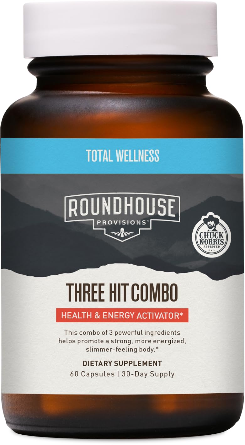 ROUNDHOUSE PROVISION Three Hit Combo by Chuck Norris – Fat Burner, Energy Booster & Wellness Support – 30-Day Supply (60 Capsules) ROUNDHOUSE PROVISIONBuy Supplements Australia