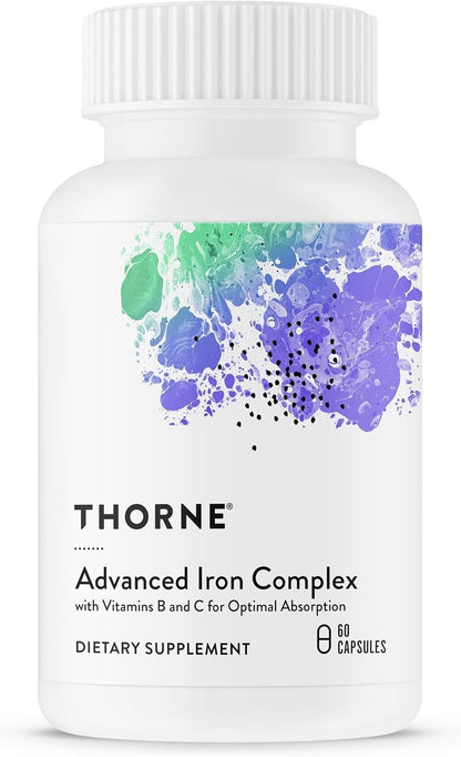 THORNE - Advanced Iron Complex (Formerly Ferrasorb) - Complete Blood Support Formula* - Elemental Iron, Folate, B and C Vitamins for Optimal Absorption - Gluten, Dairy & Soy-Free - 60 Servings THORNEBuy Supplements Australia