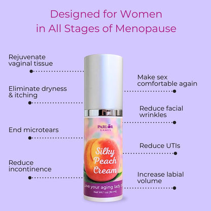 Silky Peach Cream by Parlor Games – Bioidentical Estriol Cream for Women – Menopause Relief for Vaginal Dryness & Vulva Itch – 30ml Bottle (2 Month Supply) Parlor GamesBuy Supplements Australia