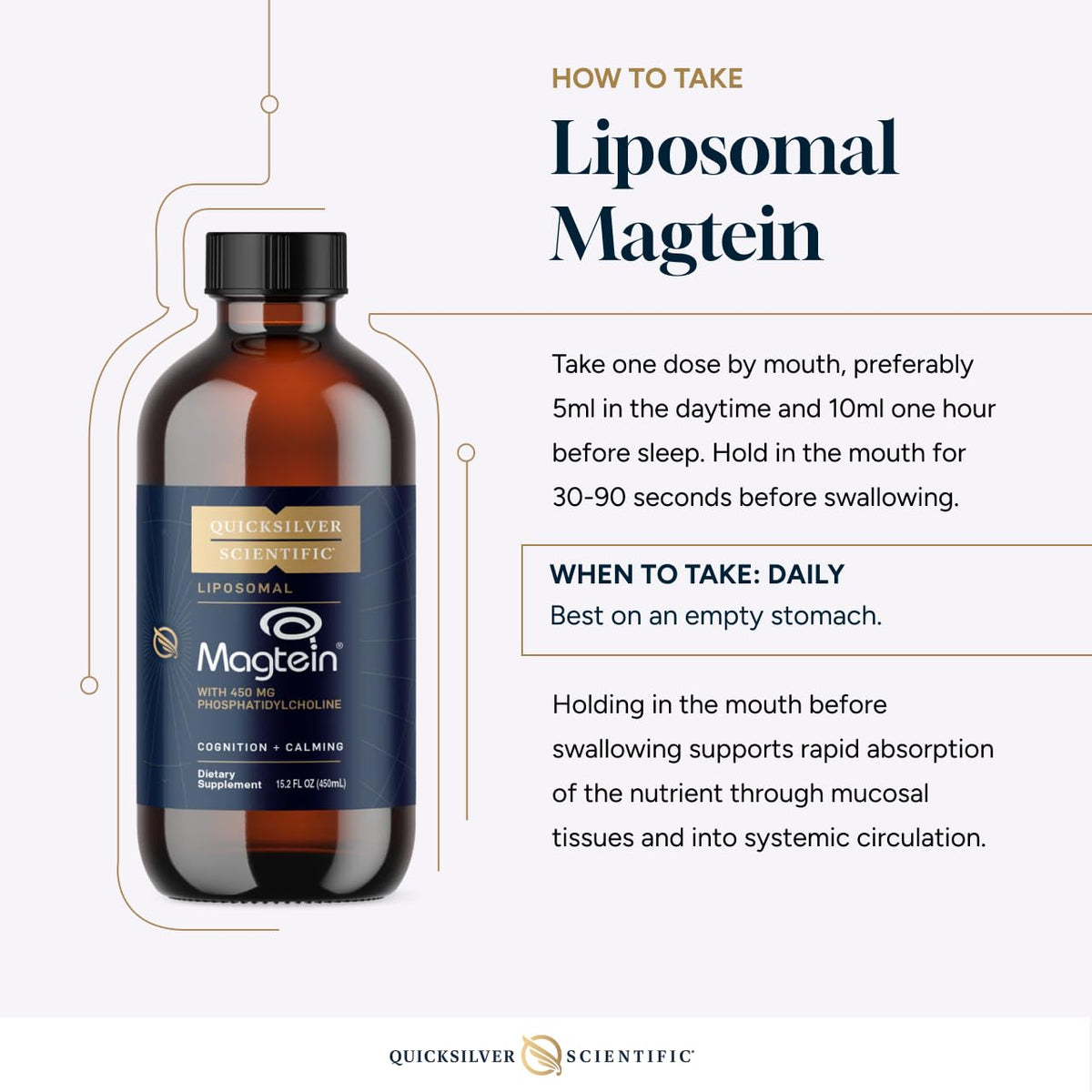 Quicksilver Scientific Liposomal Magtein - Magnesium Supplement for Brain Function Support - Stress, Sleep & Memory Support - Gluten-Free, Sugar-Free & Vegan - 15.2 fl oz (30 Servings) Quicksilver ScientificBuy Supplements Australia