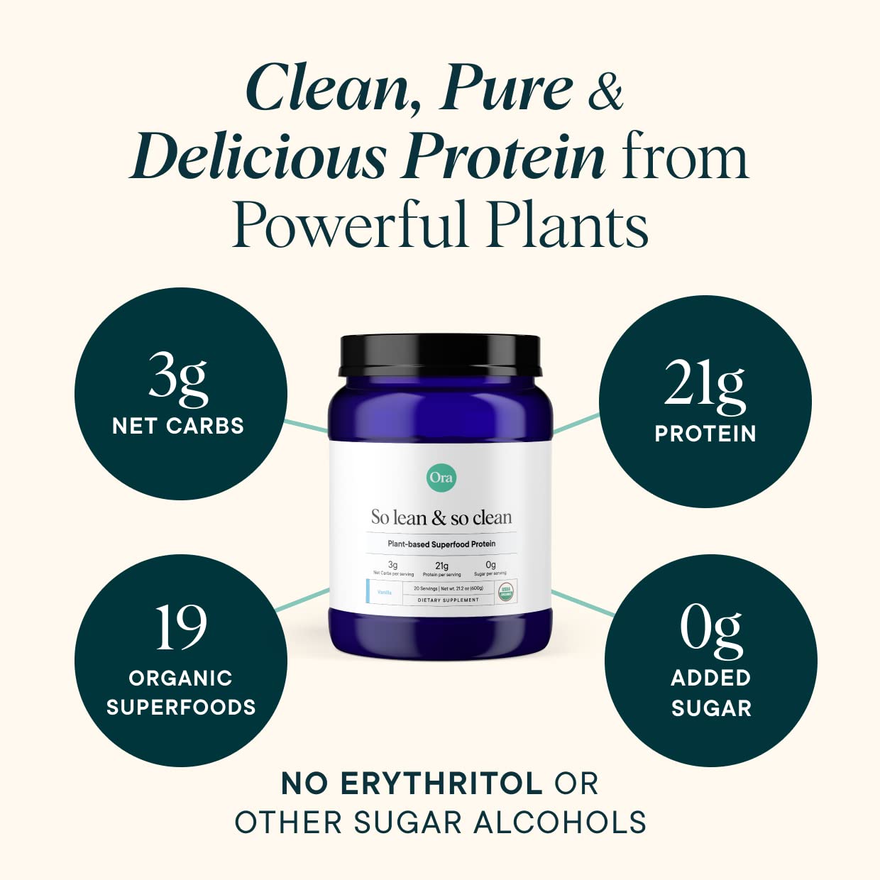 Ora Organic Protein Powder - 21g Plant-Based Protein for Women and Men Pre-Workout Ora OrganicBuy Supplements Australia