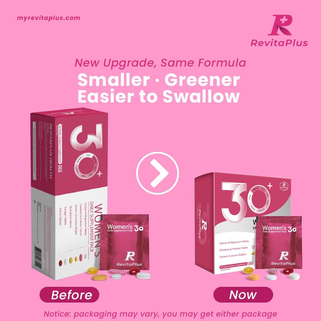RevitaPlus Multivitamin for Women with Vitamin A,B,C,D3,E,K2,Biotin, Collagen,Krill Oil,Cranberries Supports Energy,Wellness,Beauty and Immune - Vitamin Packs for Women Health 30 Packs RevitaPlusBuy Supplements Australia