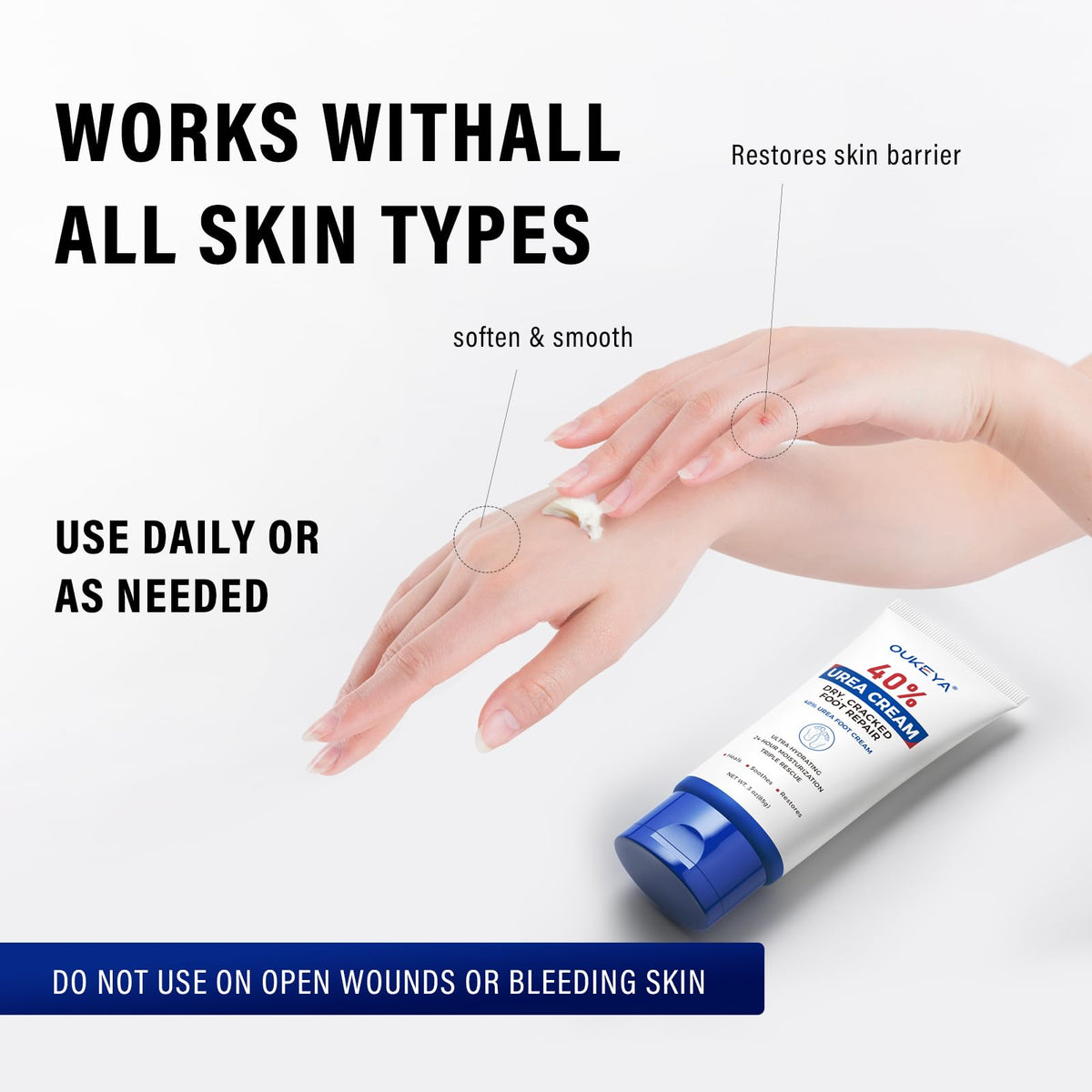 OUKEYA Urea Cream 40 Percent Tube 3 Oz, Foot & Hand Cream for Dry Cracked, 40 per Urea Lotion for Feet Maximum Strength OUKEYA buy supplements Au