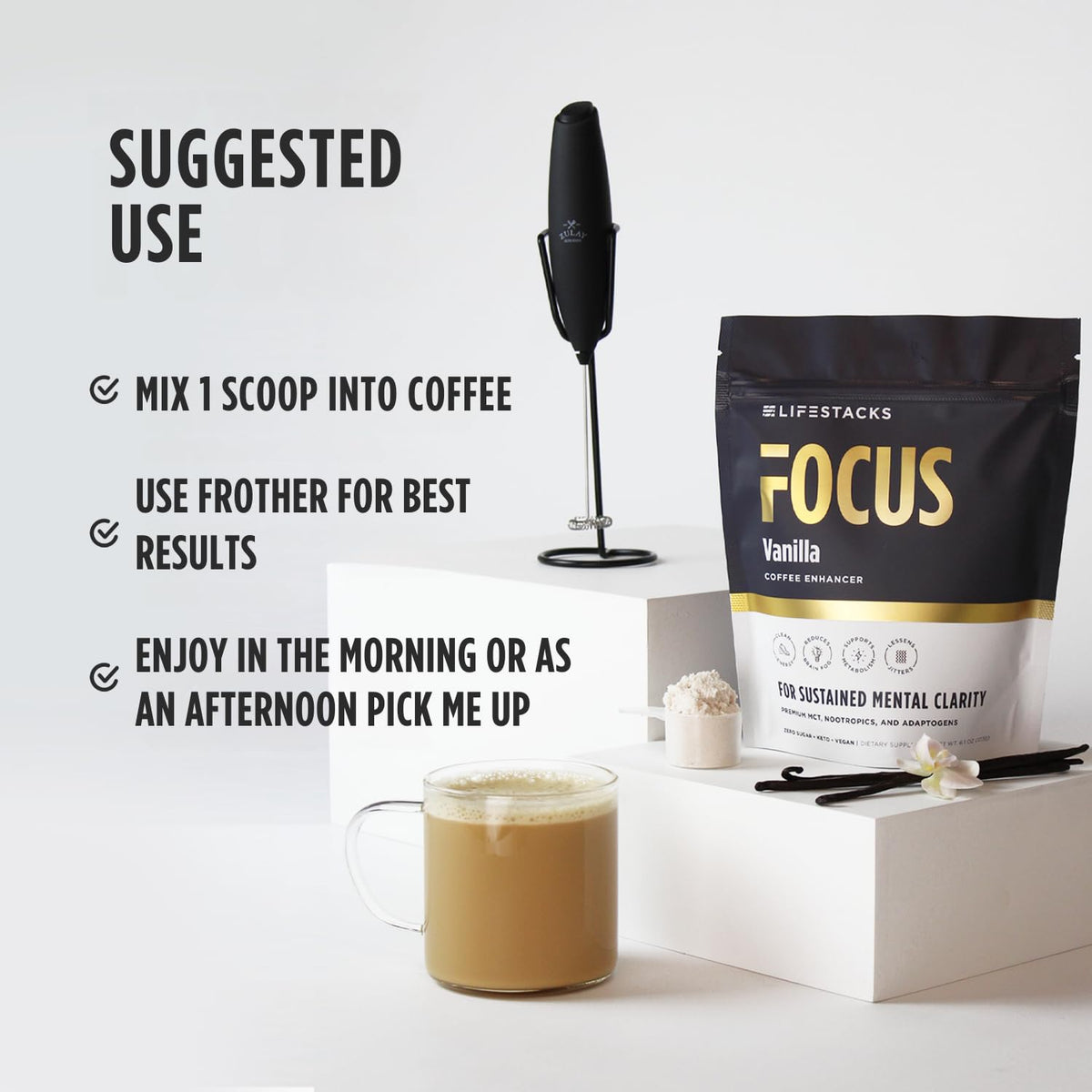LIFESTACKS Focus Coffee Creamer for Energy & Clarity - MCT Powder + Nootropics + Adaptogens - Boost Productivity Without Jitters or Crash - Keto, Vegan, 0 Sugar - with Taurine, L-Tyrosine, Rhodiola LIFESTACKSBuy Supplements Australia