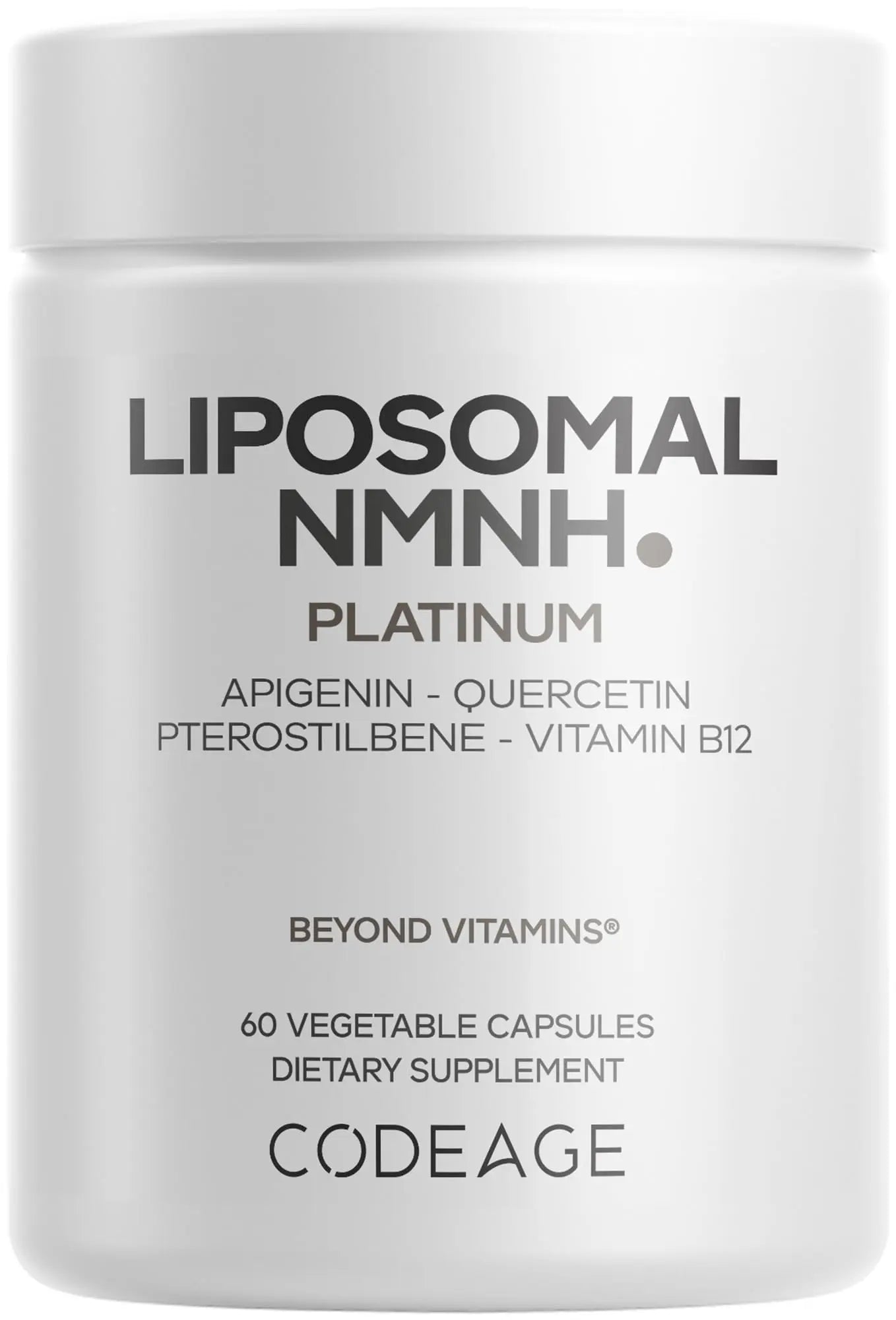 Codeage Liposomal NMNH Platinum - 500 mg NMNH Supplement, NAD+ Precursor with Quercetin, Pterostilbene, Apigenin, Active B Vitamins B2 Riboflavin & Vitamin B12 Methylcobalamin - Non-GMO - 60 Capsules CodeageBuy Supplements Australia
