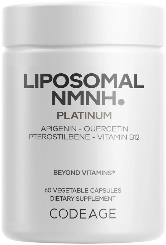 Codeage Liposomal NMNH Platinum - 500 mg NMNH Supplement, NAD+ Precursor with Quercetin, Pterostilbene, Apigenin, Active B Vitamins B2 Riboflavin & Vitamin B12 Methylcobalamin - Non-GMO - 60 Capsules CodeageBuy Supplements Australia