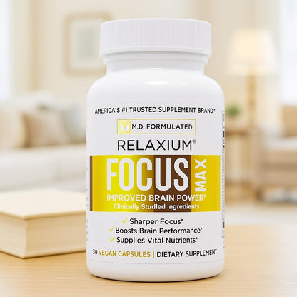 Relaxium FocusMax, Brain & Focus Health Supplement, Mental Clarity Support, Proven Concentration, Focus, Memory,